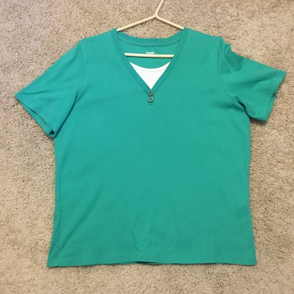 Vintage Turquoise Cotton Tee Sporty Bilayer Teet - Picture 10 of 14